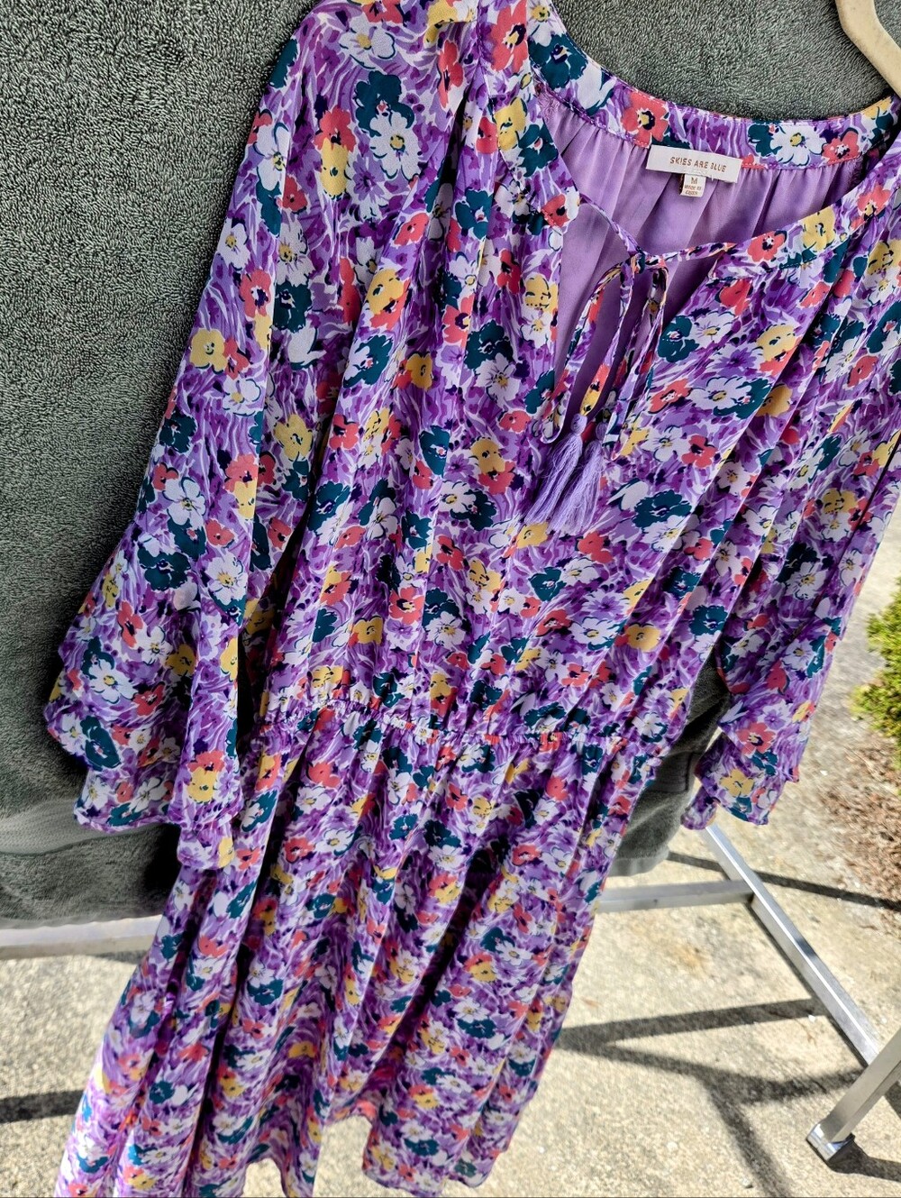 Ruffled Lavender Floral Midi Dress by SKIES ARE BLUE